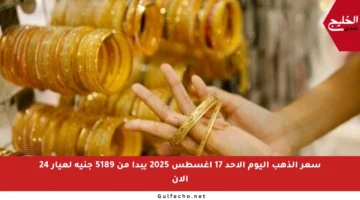 سعر الذهب اليوم الأحد 17 أغسطس 2025 يبدأ من 5189 جنيه لعيار 24 الآن